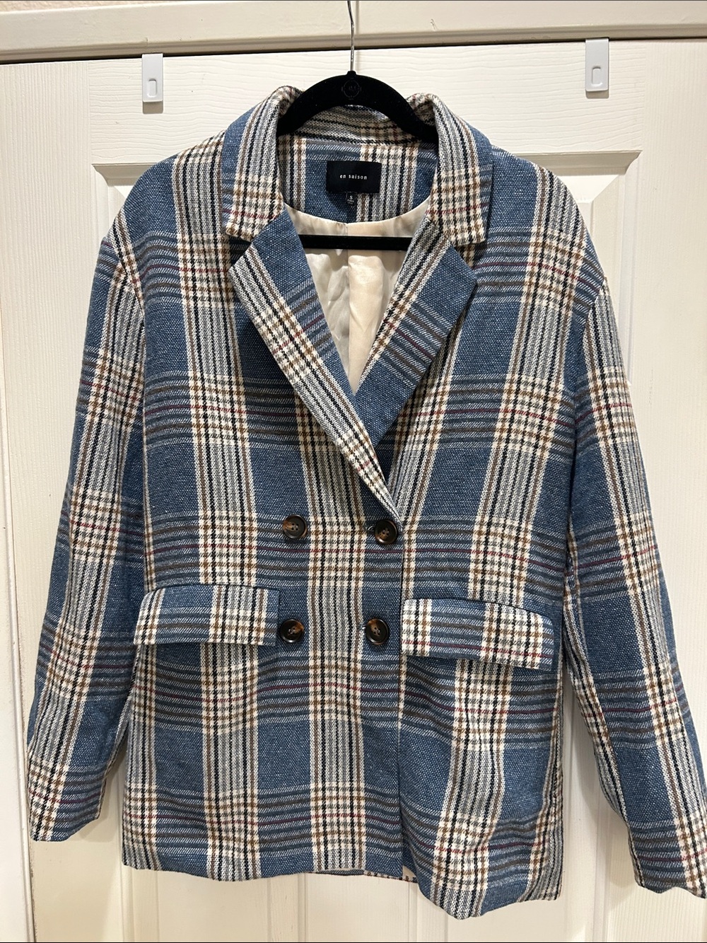 Anthropologie En Saison Plaid Women's Blazer Jacket